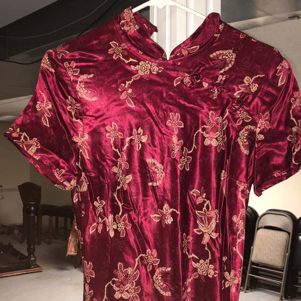 Maroon silk dress